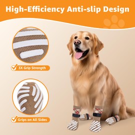 LOOBANI Dog Socks to Prevent Licking Paws - Anti-Slip Dog Paw Grip Protector for Hot/Cold Pavement Traction Control for Small Medium Large Senior Dogs on Hardwood Floors, Caramel M