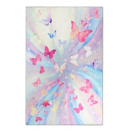 Superior Kids Indoor Area Rug, Butterfly Floor Decor for Nursery, Kids Bedrooms, Play Room Decorations, Soft Rugs, Colorful Throw, Cute Bedroom Accessories, 2' x 3', Magenta