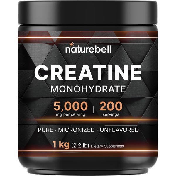 NatureBell Creatine Monohydrate Powder 1,000g, 5,000mg Per Serving | Micronized,