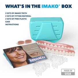 Imako Premium Cosmetic Uppers - 2 Pack - Large, Natural White - DIY Smile Makeover - Made in USA