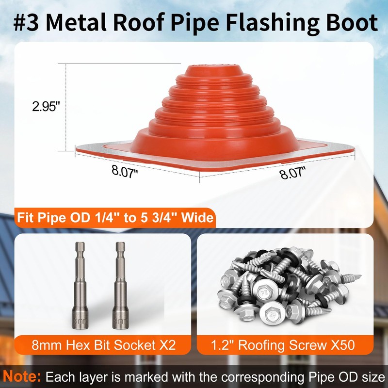 #3 Metal Roof Pipe Flashing, Metal Roofing Pipe Flashing Boot