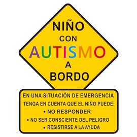 STICKY DUDE Niño con Autismo a Bordo, Calcomania Autismo para Carro, Pegatina para automóvil con autismo en México español, calcomanía para automóvil y camioneta. Alert Responders, 5 pulgadas