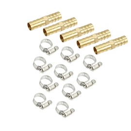 Motoforti 1 Set 10mm Copper Hose Barb Fitting Connector with 10 Clamps Long-lasting