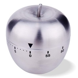 Kitchen Timer Cute Manual Stainless Steel Mechanical Rotating Alarm 60 Minutes Count Down Timer for Cooking Kitchen Baking Sports - Apple Timer