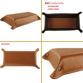 modamoda de - K02 - Decorative pocket empty tray made of genuine leather 20x10x4 cm (Beige gray)