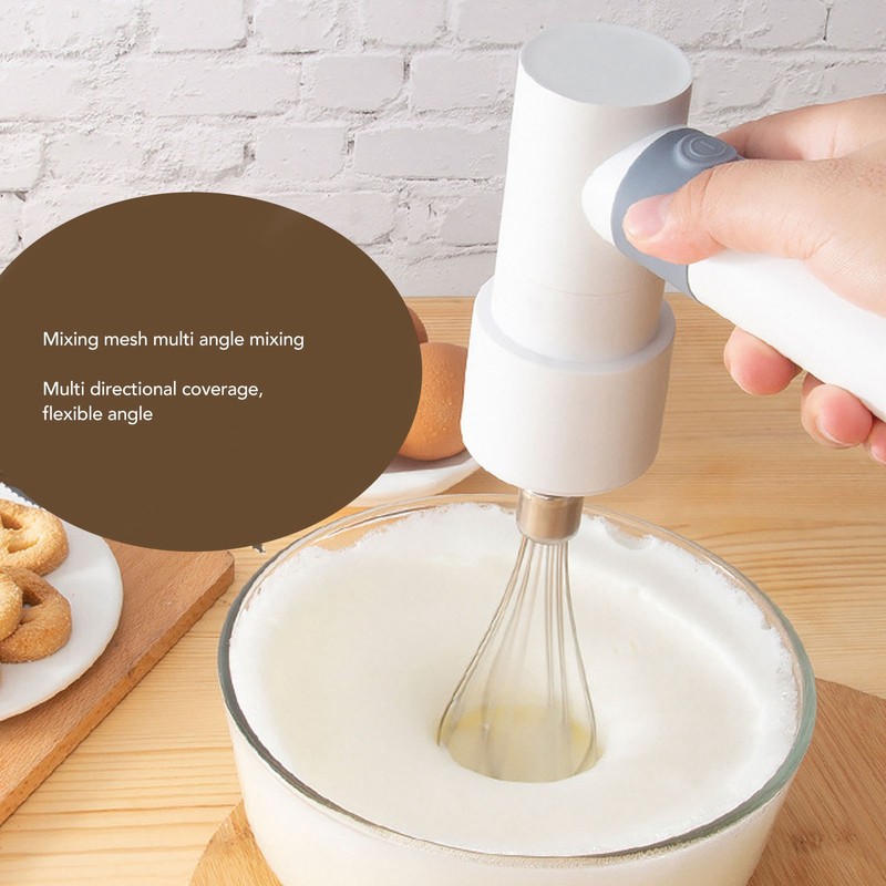 Electric Hand Mixer Warm White Cordless Rechargeable 2000mAh Battery Stainless