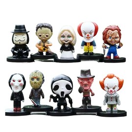 Figuras de Terror Mini Figuras Terror Set Halloween 10 Piezas colección decoración Payaso Malvado Jason Freddy