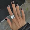KQueenest Chrome Press On Nails - Metallic Black Nails for