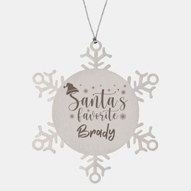 Christmas Ornament for Brady Snowflake Engraved Ornament Santa Favorite Brady Christmas Unique Gifts for Brady Coworkers Colleague, Inspirational Brady Xmas Holiday Thank You Gifts for Men Women