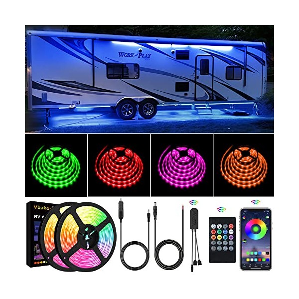 Vbakor RV Awning Lights, 33FT RV Underglow Led Lights Kit,