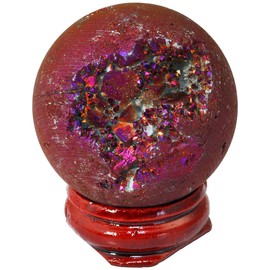 SUNYIK Gold/Purple Titanium Coated Druzy Geode Sphere Ball,Crystal Quartz Agate Ball,Healing Sculpture Figurine for Easter Day