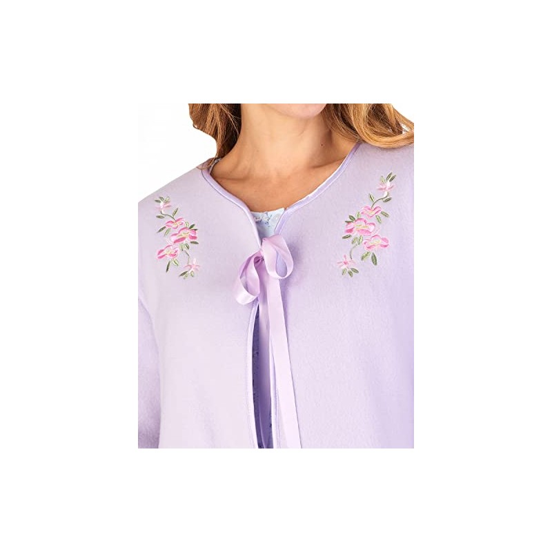 Slenderella Polar Fleece Ribbon Bed Jacket BJ44600 Lilac Medium