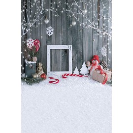 MEHOFOTO Christmas Photo Studio Decoration Wood Effect Background with Snowflake and Christmas Bells
