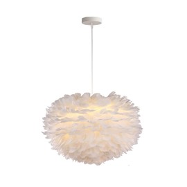 Surpars House White Feather Chandelier Beautiful Pendant Light for Bedroom,Living Room,Girls Room