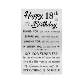 MOQIYXL Happy 18th Birthday Card for Boy Girl, Small Engraved Wallet Card for 18 Year Old Birthday Gifts