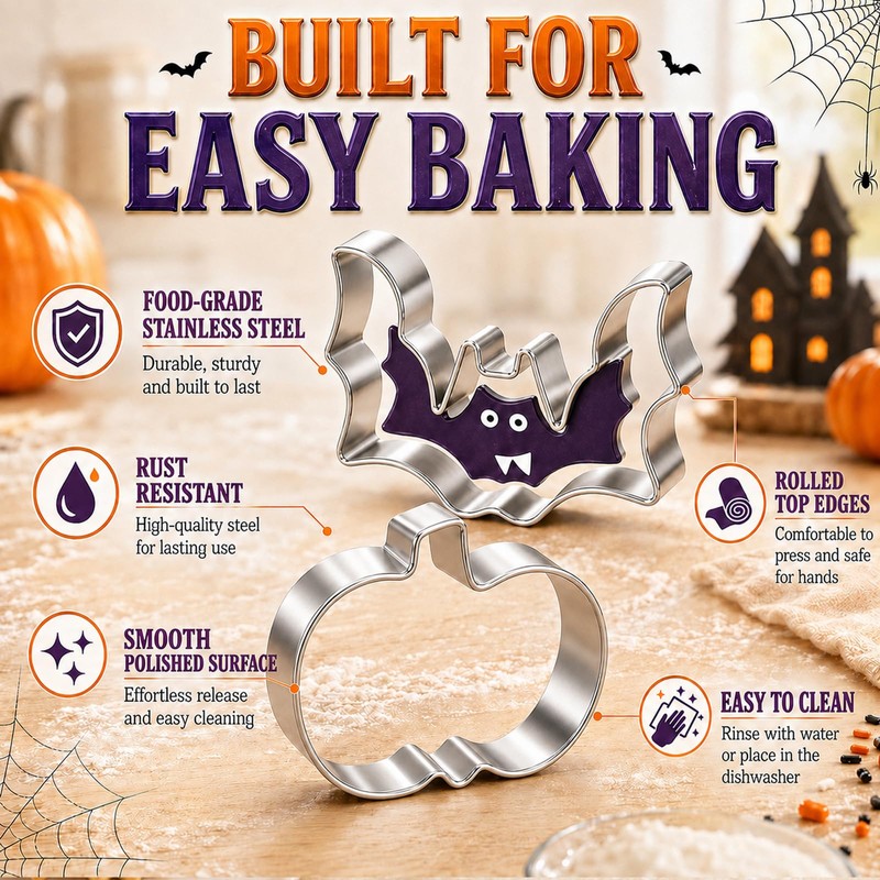 Halloween Cookie Cutters Set, 12 Pack Stainless Steel for Halloween