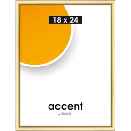 accent by nielsen Colorado Picture Frame, 18 x 24 cm, Plastic, Gold, Photo Frame for Standing and Hanging in Portrait and Landscape Format, Real Glass, Colorado Plain