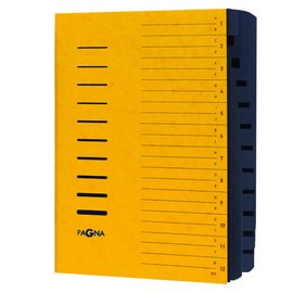 Pagna 24122-05 File 12 Sections Pressboard Elastic Straps Black Index 1-12/A-Z on Cover Yellow