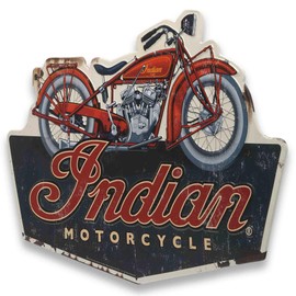Indian Motorcycle Company Scout Model 101 Embossed Metal Sign - Vintage Indian Motorcycle Sign for Garage or Man Cave