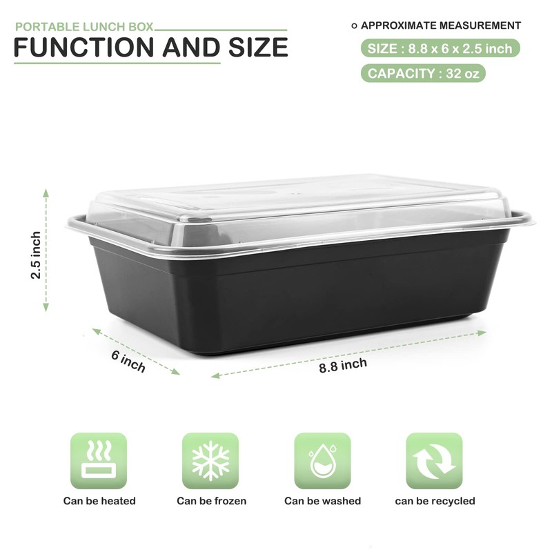 MBC MAT BOARD CENTER, 25-Pack (32 Oz) 1-Compartment Food Container-Rectangular