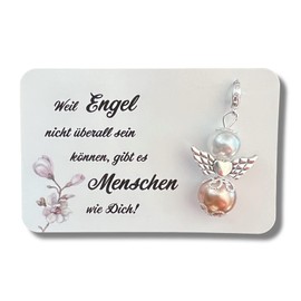 Schutzengel Schlüsselanhänger Freundin Geschenk Geburtstag Karte Weil Engel nicht überall sein können (Braun)