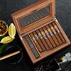 TISFA Cigar Humidor, Glass Top Cigar Box with Hygrometer Humidifier