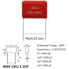 XUGERIP 10pcs 400V 335J 3.3UF CB22 Metallized Polypropylene Polyester Film Capacitors Kit