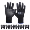 HANDLANDY 6 Pairs PU Coated Nylon Black Protective Work Gloves,