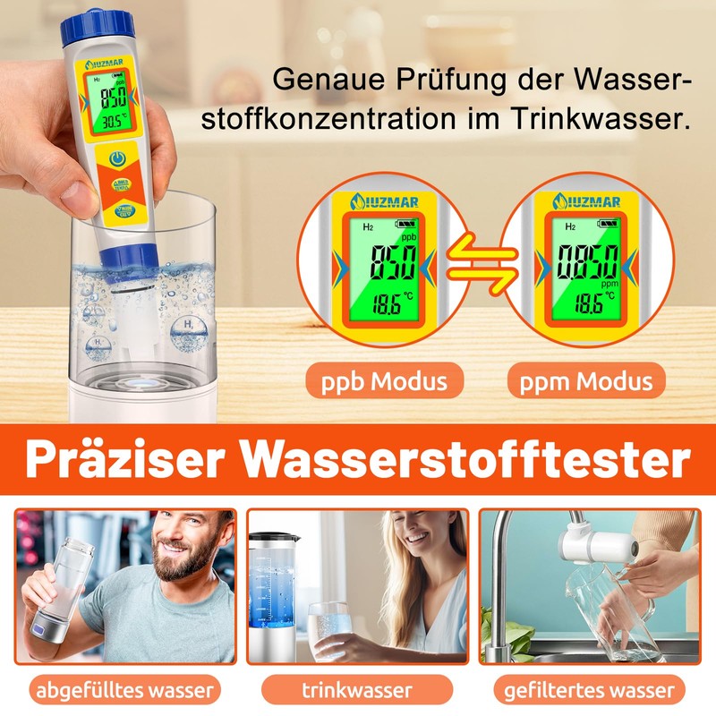 UIUZMAR Hydrogen Meter and pH Meter Water, Hydrogen Water Bottle
