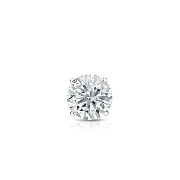 14k White Gold Round Diamond Simulated Cubic Zirconia SINGLE STUD