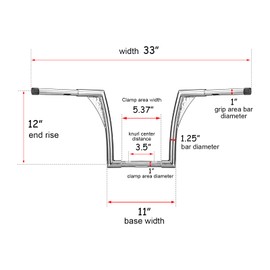 WSays 12" Rise Ape Hangers Handlebar 1-1/4" Diameter Handle Bar Chrome Compatible with Harley Sportster XL 883 1200 Dyna Softail, Road King 1994-2022 and Road Glide 1998-2013 Model