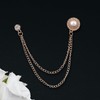 Retro Gold Plated Chain Crystal Round Brooches Collar Pins Rhinestone