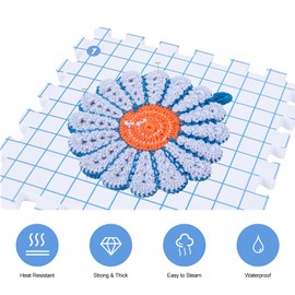 MEVOME Blocking Mats for Knitting 200 T-pins 100 Locking Stitch Markers, Extra Thick Block Boards Crochet Projects Grid Lines Needlepoint Knit Crocheting, 9 Foam Interlocking Mat Storage Bag (White)
