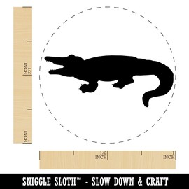 Alligator Crocodile Solid Self-Inking Rubber Stamp for Stamping Ink Stamper Crafting Planners - 1 Inch Medium - Lime Green Ink