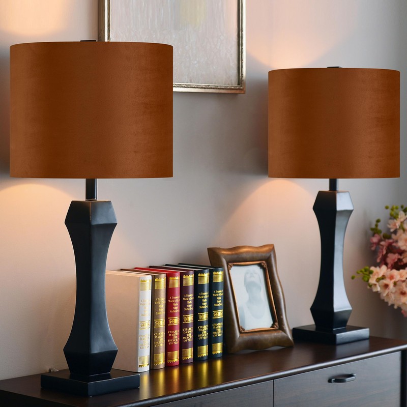 GO&SO 1 PCS Burnt Orange Velvet Drum Lamp Shade,Modern Replacement