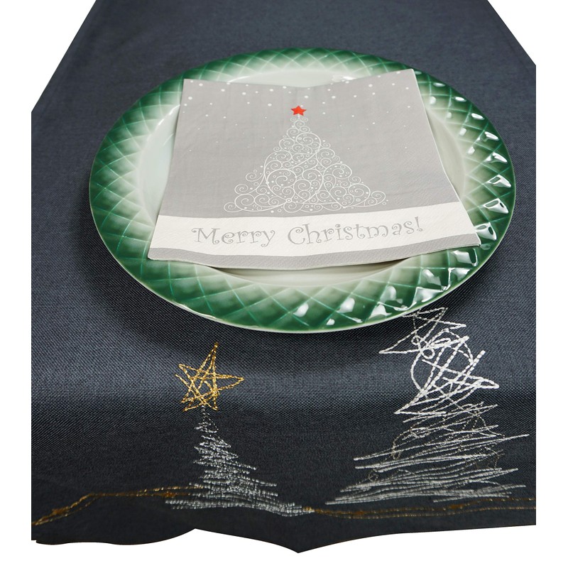 khevga Table Runner Table Cloth Christmas Modern in Grey with