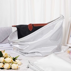 Nuogo 30 Pcs Silky Dust Cover Bags Satin Drawstring Bag Dustproof Travel Storage Pouch Handbags for Purse Shoes Boots (Silver), one size