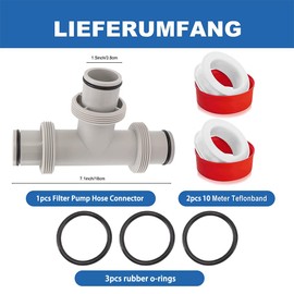 Pool T Piece 38 mm, T-Piece Hose Connector for Diameter 38 mm Hose, 38 mm Hose Pool T Piece, Pool 3-Way Valve 38 mm, Hose Connector 38 mm T-Piece, Pool Connection Set for Pool Hoses