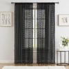 Ronaldecor Black Boho Linen Textured Tassel Sheer Lace Curtains, Chic