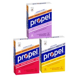 Propel Powder Packets 3 Flavor Immune Support Variety Pack With Electrolytes, Vitamins and No Sugar, 10 Count (Pack of 3)