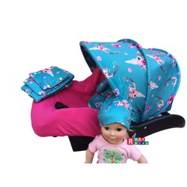 9pc Baby Boy Baby Girl Ultimate Set of Infant Car Seat Cover Canopy Headrest Blanket Hat Nursing Scarf, 21DR01