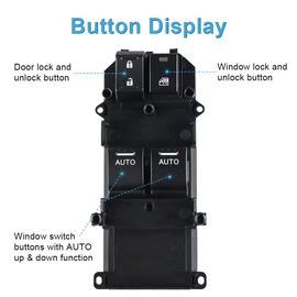 WMPHE Dual-Auto Window Switch Compatible with Honda Accord Coupe 2-Door 2.4L 3.5L 2008 2009 2010 2011 2012, Driver Side Master Power Window Switch, Replacement for 35760-TE0-A31, 35750-TE0-A01