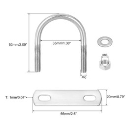 sourcing map Round U-Bolts, 4 Sets 35mm(1.38") Inner Width 53mm Length M6 304 Stainless Steel U Clamp Bolt with Nuts and Plates, for Boat Trailer