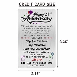 Alotozo 21 Year Wedding Anniversary Card - 21 Years Anniversary Card for Him Her - Happy 21st Wedding Anniversary Cards Gifts for Husband Wife