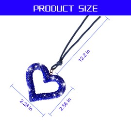 Mandark Bling Heart Car Hanging Accessories, Crystal Rhinestone Vehicle Rear View Mirror Charm Pendant Ornaments, Cute Diamond Auto Interior Hanger Decoration for Women Girls（Dark Blue）