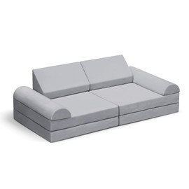 ROCKRAIN 8-Piece Modular Play Sofa: Convertible Kids Furniture Set - High-Elasticity Foam & Soft Removable Cover - Multi-Functional for Playroom & Bedroom Ages 1-16