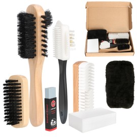LHOEST Shoe Cleaning Sets, 7-Piece Shoe Care Set for Suede Nubuck Leather Suede Smooth Leather Care Including Suede Brush Shoe Cleaning Brush Leather Brush Eraser Cleaning Cloth, 7-piece