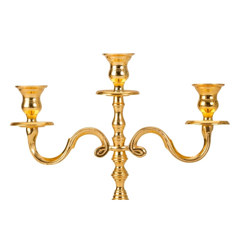 Candelabra 3-Arm Candelabra Metal Exterior Gold-Plated Height 31 cm Width