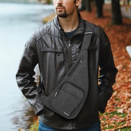 Seoky Rop Waterproof Sling Bag Crossbody Bag for Men Women Slim Hidden Anti-Thief Travel Personal Pocket Dark Grey