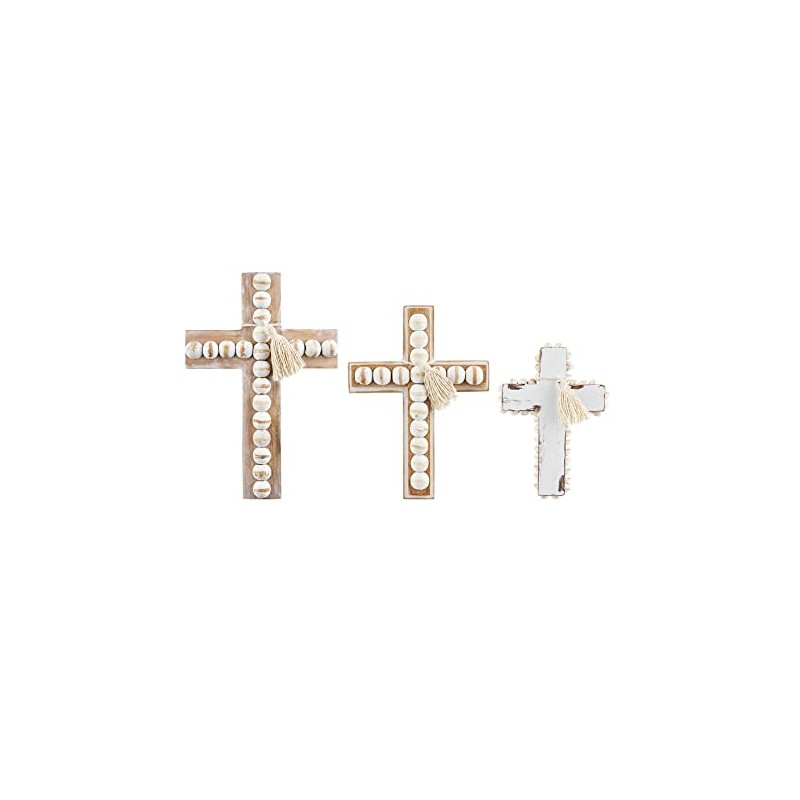 Mud Pie Wood Bead Cross, Medium, 8.5" x 6.2"
